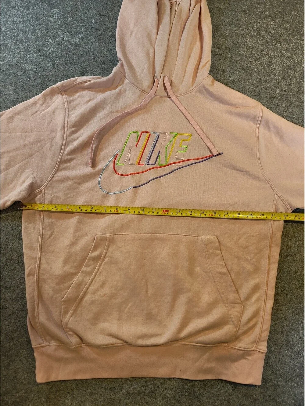Nike Embroidered Multi Swoosh Hoodie Sweatshirt Medium Light Pink Graphic Logo